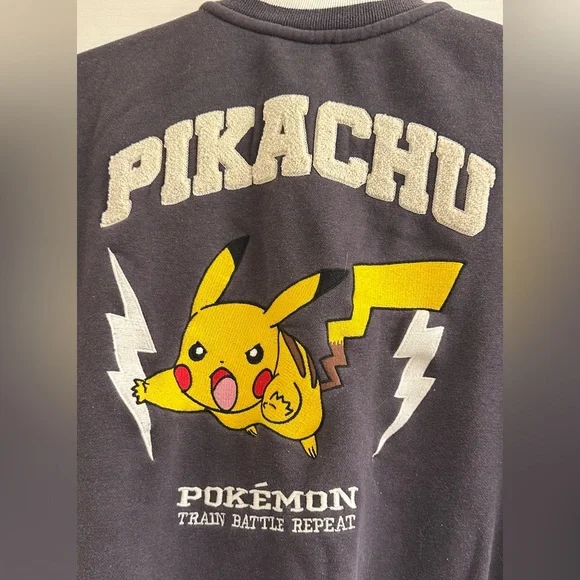 Zara Boys Black and White Pikachu Varsity Jacket - Picture 5 of 5